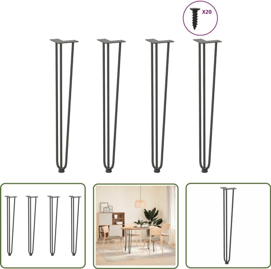 VidaXL Haarnadelpoten voor console tafel 4 st 72 cm massief staal antracietkleurig Haarspeld Tafelpoten Tafelstijlen Moderne Tafellampen Metalen Tafelpoten Industriële Tafelpoten