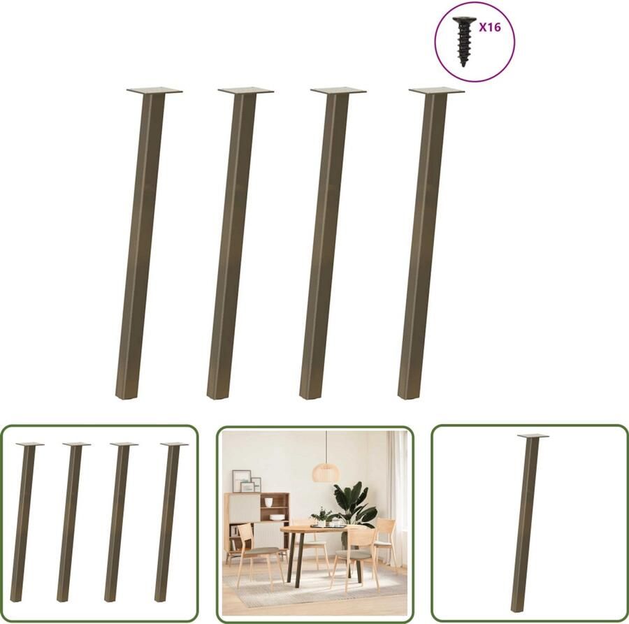 The Living Store Salontafelpoten 4 st 72 cm staal naturel Salontafel Potten Tafeltje Poten Metalen Tafelpoten Vintage Tafelpoten Industriele Tafelpoten