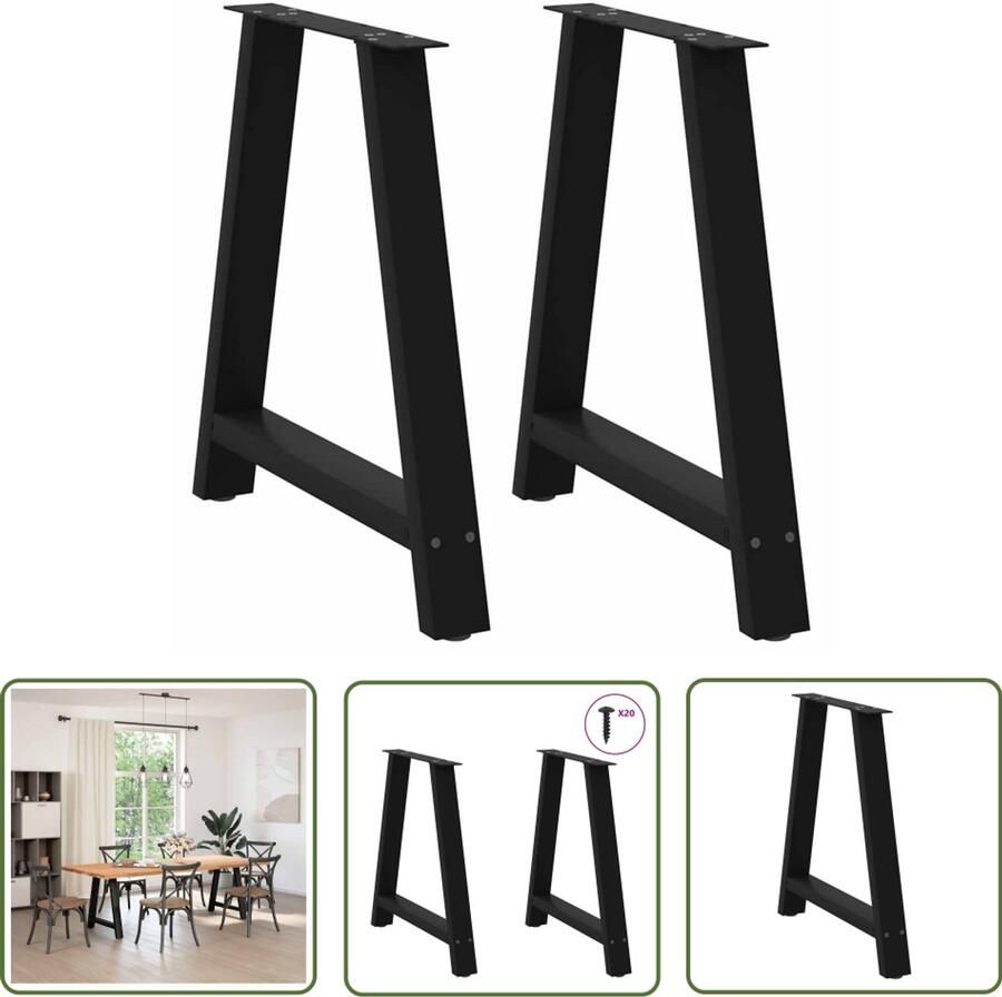 The Living Store Salontafelpoten 2 st A-vormig 70x(72-73) cm staal zwart Salontafel Potten Tafeltje Poten Zwarte Salontafelpoten Metalen Salontafelpoten A-vormige Tafelpoten