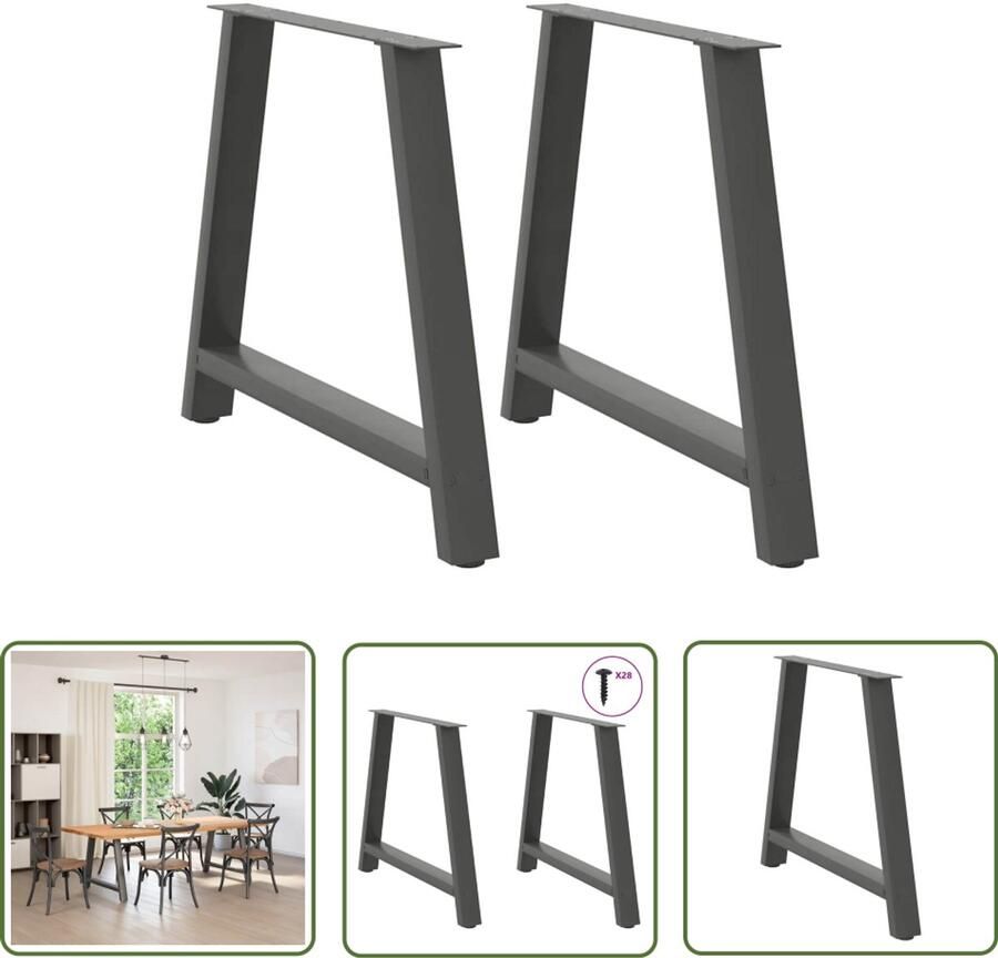 The Living Store Salontafelpoten 2 st A-vormig 90x(72-73) cm staal antraciet Salontafel Potten Tafeltjes Poten Metalen Tafelpoten Industrieel Meubilair Zwarte Tafelpoten