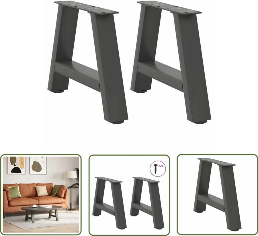 The Living Store Salontafelpoten 2 st A-vormig 40x(30-31) cm staal antraciet Salontafel Potten Tafeltjes Poten Metalen Tafelpoten Antraciet Tafelpoten A-vormige Tafelpoten