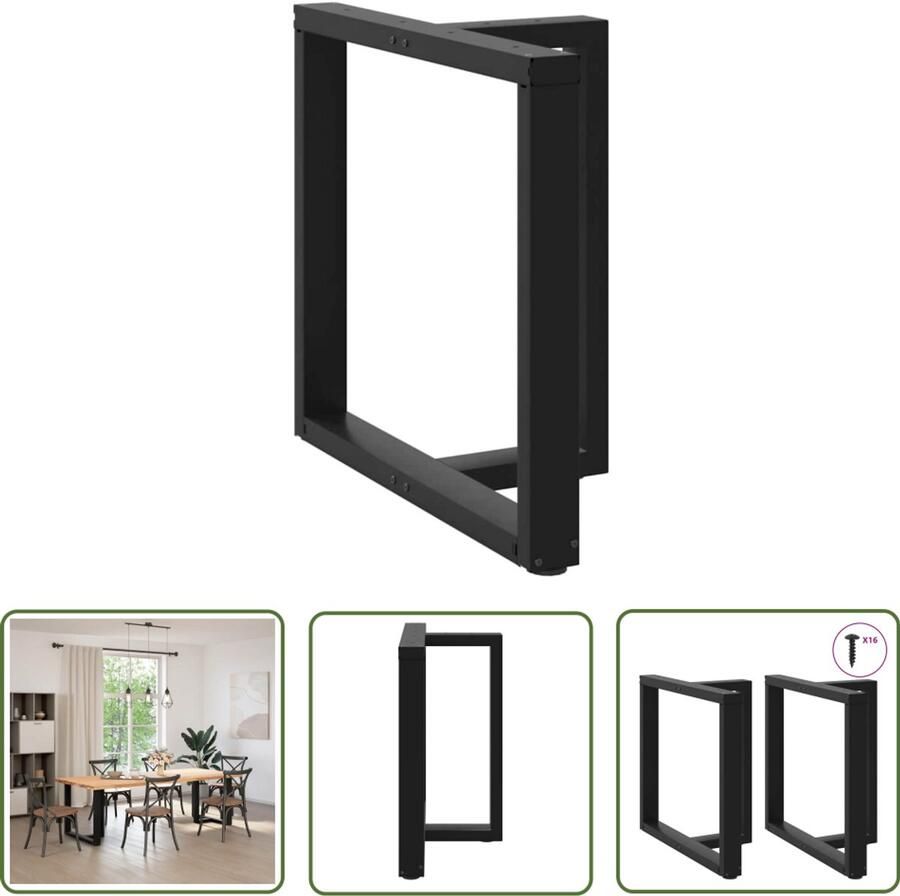 VidaXL Tafelvoet Eetkamerstoel Eettafelpoten 2 st T-vormig 70x35x(72-73) cm staal zwart Salontafelpoot Zwarte Tafelpoot Industriële Tafelpoot