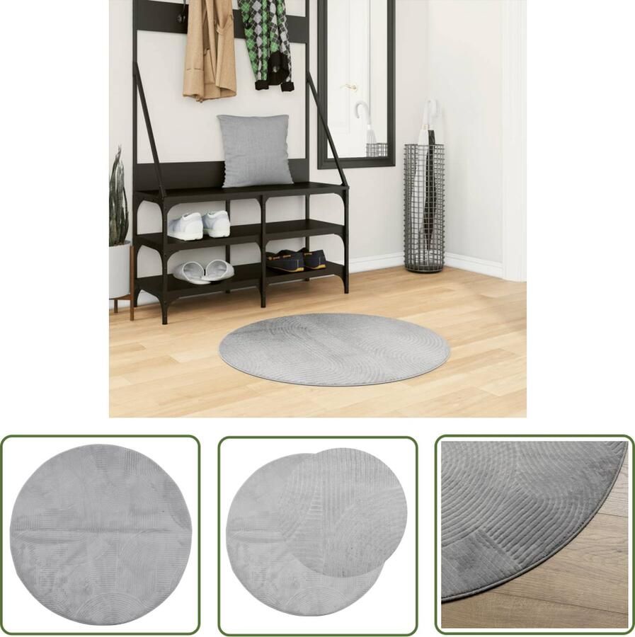 The Living Store IZA Vloerkleed 80 cm Grijs 100% Polyester Driedimensionaal Geometrisch Design Vloerkleed Tapijt Woonkamertapijt Slaapkamertapijt Designvloerkleed - Foto 2