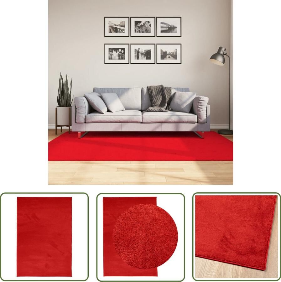 The Living Store OVIEDO Vloerkleed 140 x 200 cm Superzachte Pool Rood 100% polyester STANDARD 100 door OEKO-TEX Vloerkleed Tapijt Woonkamer Slaapkamer Gang - Foto 2
