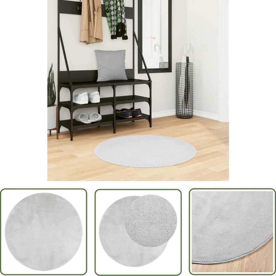 The Living Store OVIEDO Vloerkleed Grijs 80 cm Polyester 100% getest op schadelijke stoffen Zacht en duurzaam Vloerkleed Tapijt Rond Vloerkleed Zacht Vloerkleed Grijs Vloerkleed