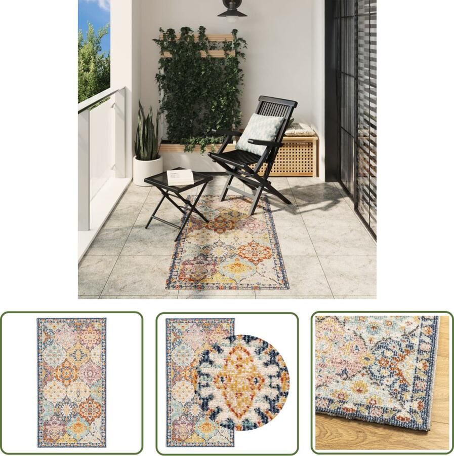 The Living Store Vloerkleed ARBIZU binnen en buiten vintage stijl 80x150 cm Vloerkleed Vintage Tapijten Multikleuren Polypropyleen Vloerkleed Waterdichte Vloerkleed Outdoor Vloerkleed - Foto 2