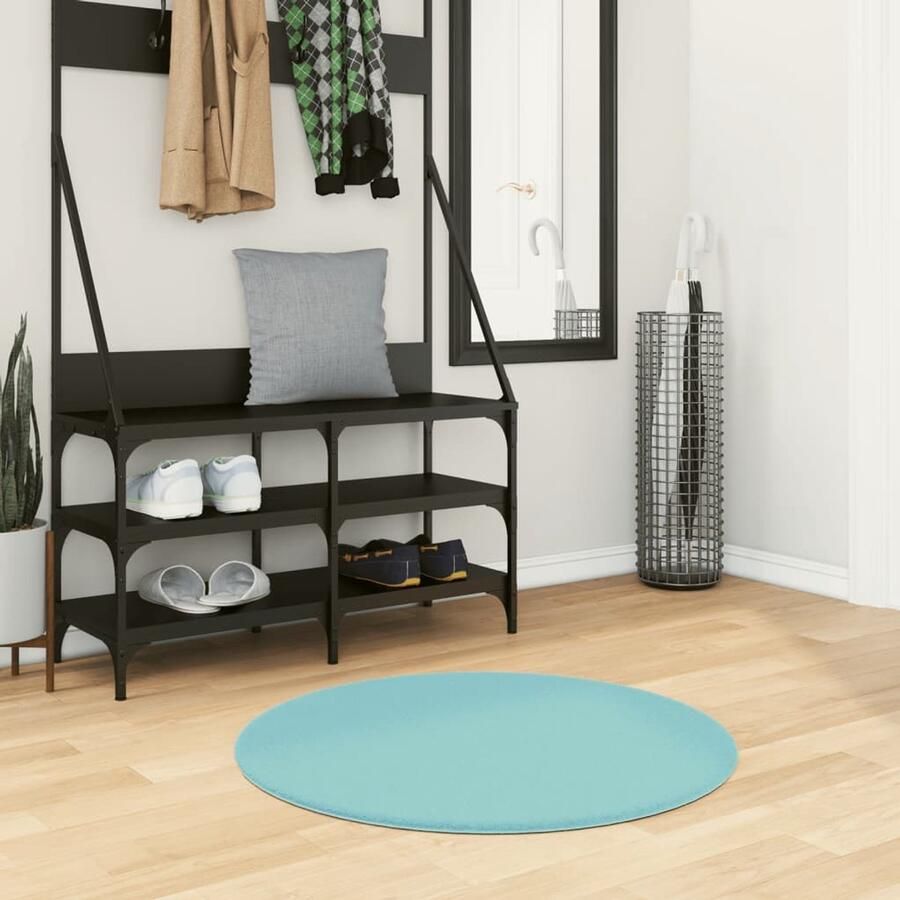 The Living Store OVIEDO Vloerkleed 80 cm groen Duurzaam polyester met zachte polen Vloerkleed Tapijten Woonkamertapijt Slaapkamertapijt Rond Tapijt