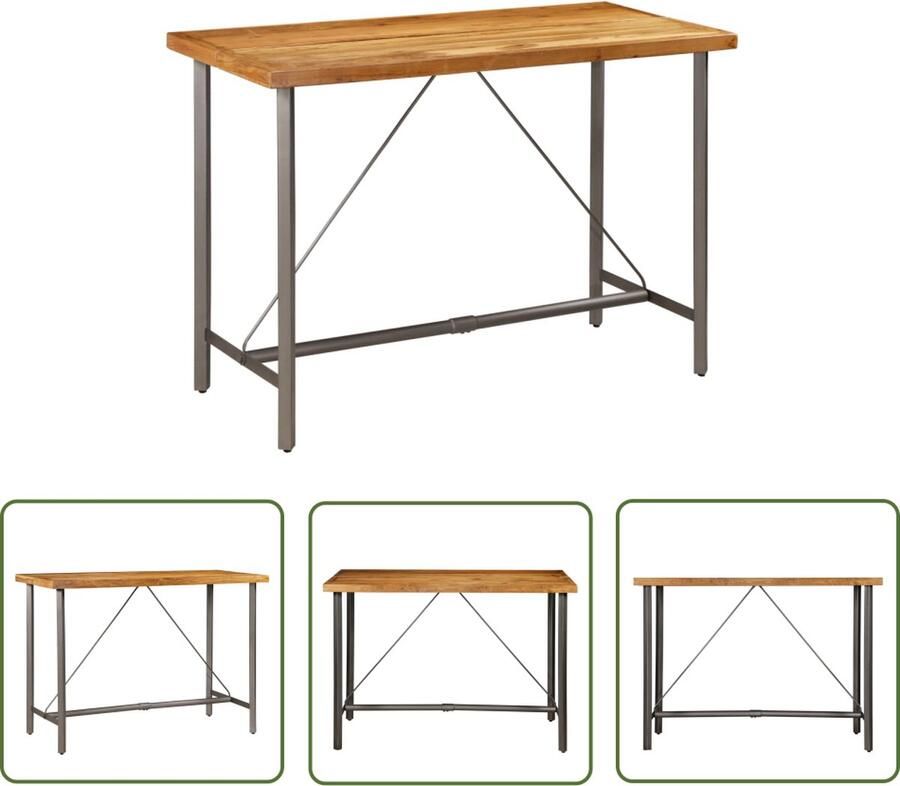 The Living Store Bartafel Gerecycled teakhout 150 x 70 x 106 cm IndustriÃle stijl Bartafel Teak Hout Industriele Stijl Vintage Meubilair Salontafel - Foto 3