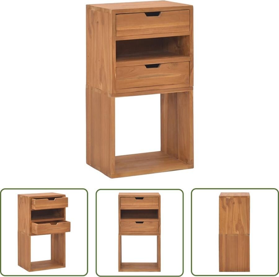 The Living Store Koloniale Houten Opslagkast 40 x 30 x 76 cm Massief teakhout Duurzaam Opslagkast Teak Hout Koloniaal Design Vintage Kast Salontafel - Foto 2