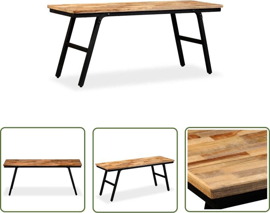 The Living Store Teakhouten Bankje Gerecycled 110x35x45 Onderscheidend karakter Teahouten Bankje Teak Meubels Vintage Bankje Industrieel Bankje Halbankje - Foto 2