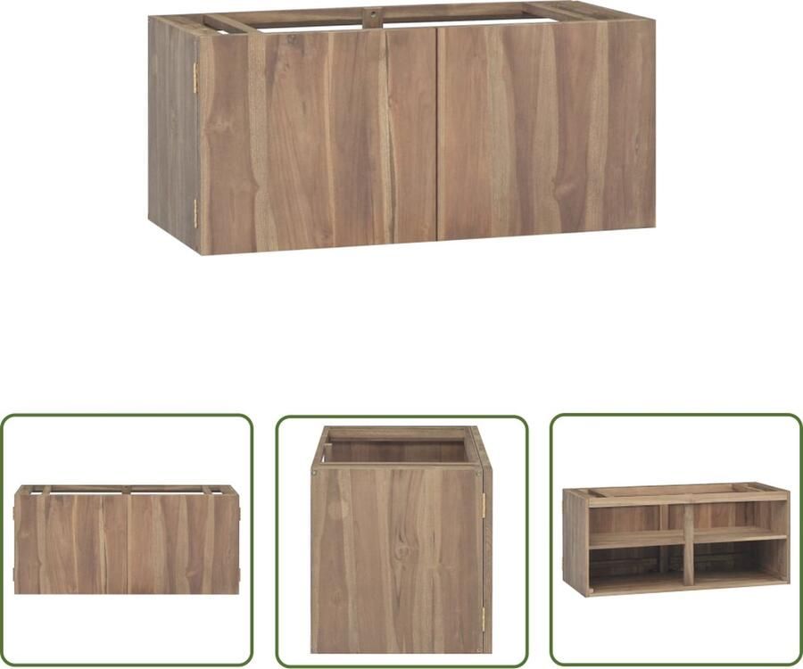 The Living Store Badkamerwandkast Massief teakhout 90 x 39 x 40 cm Wandgemonteerd Montage vereist Badkamerkast Teakwood Wandmontage Badkamermeubel Opbergkast - Foto 2