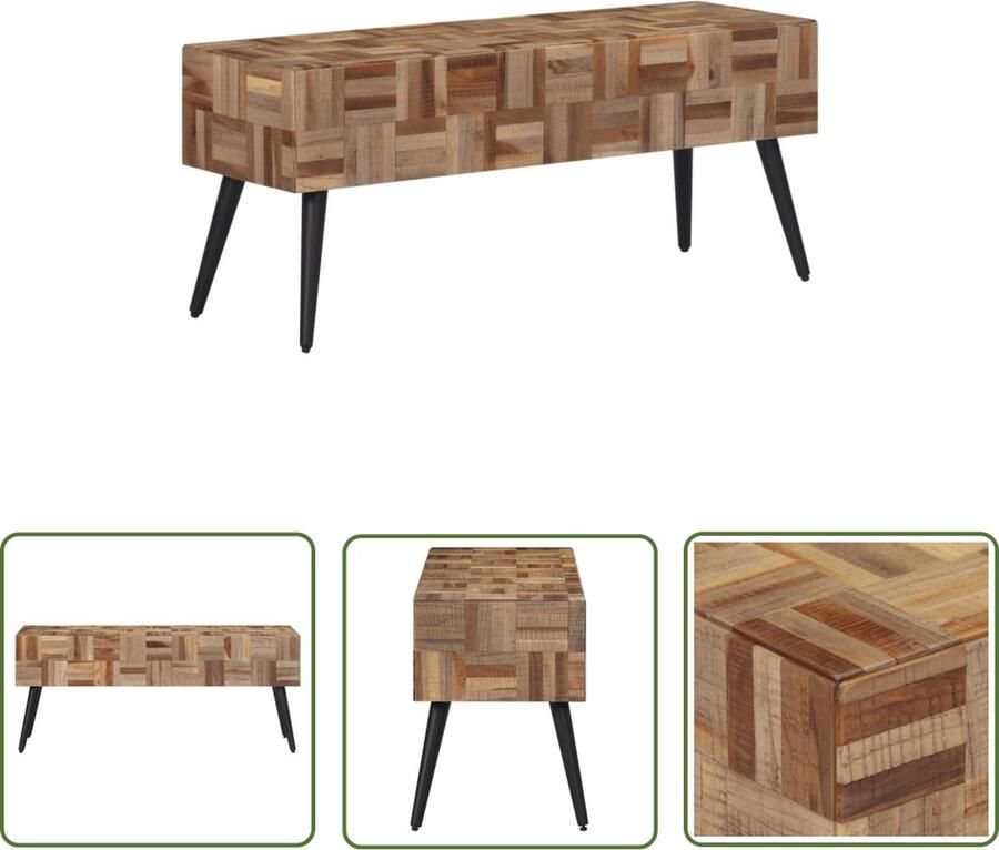 The Living Store Bankje 110x35x45 cm massief gerecycled teakhout Halbankje Teakwood Vintage Meubels Industriële Stijl Binnenbanken