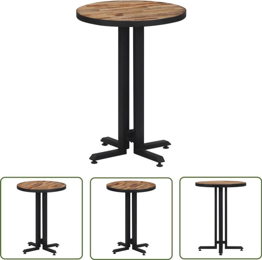 The Living Store Bistrotafel rond Ø55x76 cm massief gerecycled teakhout Bistrotafel Teak Vintage Outdoor Meubilair Tuinmeubelen