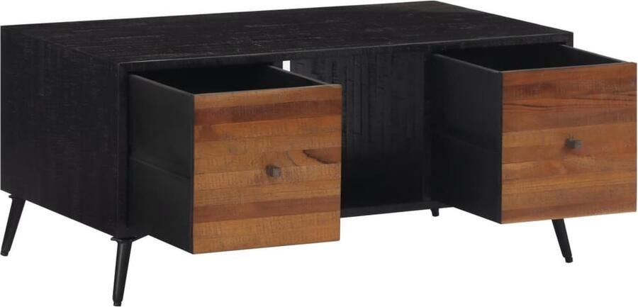 The Living Store Salontafel 90x50x41 cm massief gerecycled teakhout Salontafel Teak Meubels Vintage Salontafel Bijzettafel Woonkamerdecoratie