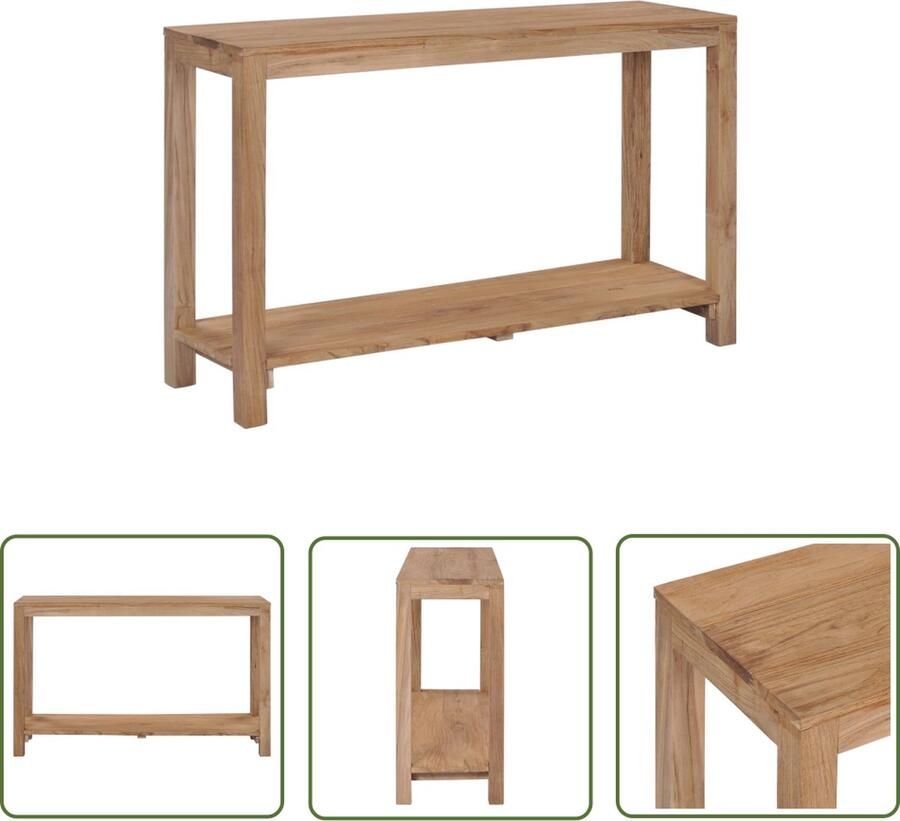 The Living Store Wandtafel Massief Teakhout 120 x 35 x 75 cm Met schap Wandtafel Teakwood Salontafel Bijzetkastje Vintage - Foto 2