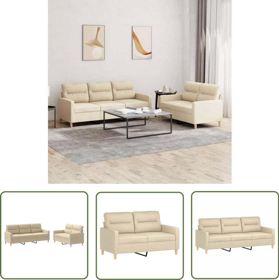 The Living Store 2-delige Loungeset met kussens stof crèmekleurig Loungeset Tuinbank Buitenbank Lounge Set Comfy Bank