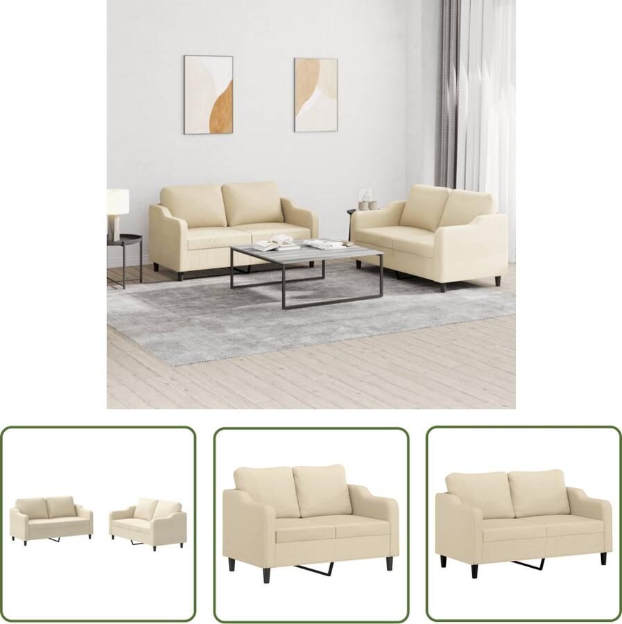 The Living Store Loungeset 2-zitsbank Crème 140 cm Comfortabel gepolsterduitable loungeset met duurzame stof Loungeset Tuinlounge Lounge Stoffen Loungebank Creme Meubels