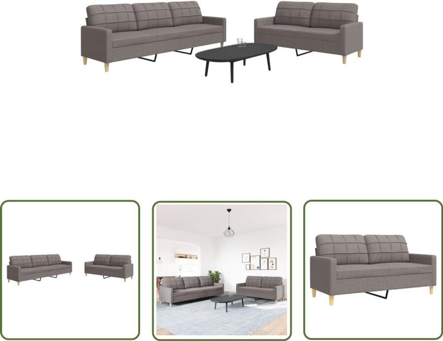 The Living Store 2-delige Loungeset stof taupe Loungeset Tuinlounge Buitenset Lounge Meubels Relaxstoel