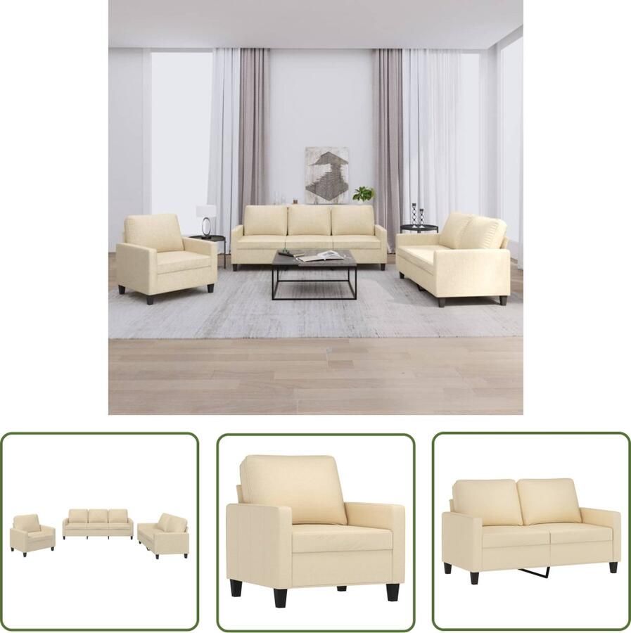The Living Store Loungeset Crème Duurzame stof Stevig frame Comfortabele zitervaring Opvallend ontwerp Afmetingen- 138 x 77 x 80 cm Montage vereist Inclusief 6 kussens