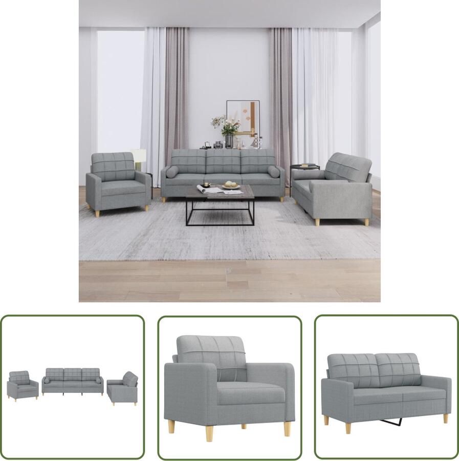 The Living Store Loungeset Bank Afmetingen- 198 x 77 x 80 Kleur- Lichtgrijs Loungeset Tuinmeubel Lounge Stoffen Meubels Loungebank Relaxfauteuil