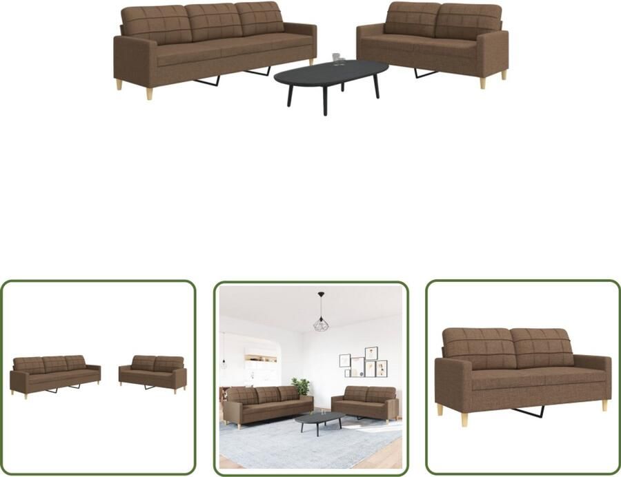 The Living Store 2-delige Loungeset stof bruin Loungebank Tuinset Buitenbank Lounge Set Bankstellen