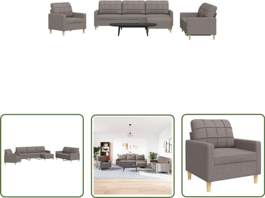 VidaXL Tuinset Loungebank 4-delige Loungeset met voetenbank stof taupe Lounge Set Buiten Meubilair Fauteuils