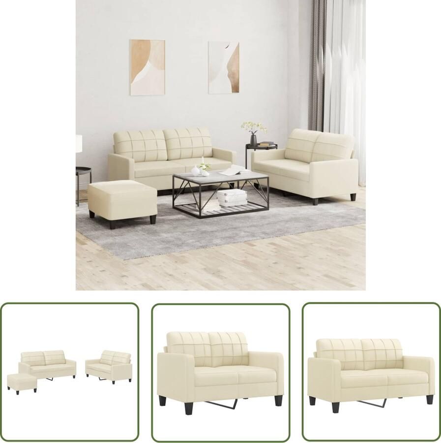 The Living Store Loungeset 2-zitsbank (klein) Crème Kunstleer 138x77x80 cm Duurzaam kunstleer Loungeset Tuinset Buitenset Crème Kleur Kunstleder