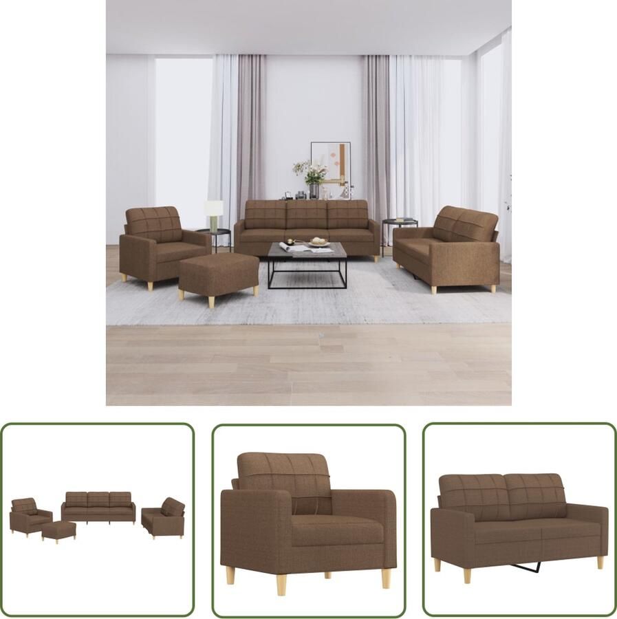 VidaXL Tuinset Loungeset 4-delige Loungeset met kussens stof bruin Loungemeubilair Buitendecoratie Balkondecoratie