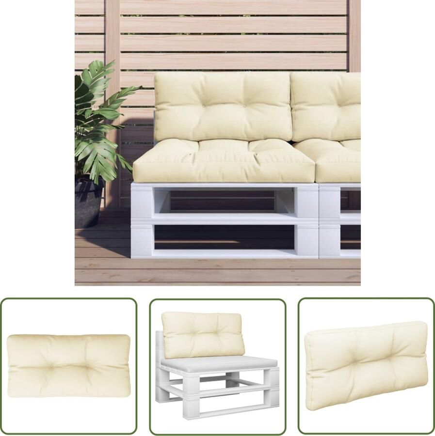 The Living Store Palletkussen 70 x 40 x 12 cm Crème polyester met holle vezel Palletkussen Tuinstoel Lounge Set Outdoor Meubilair Zitkussen