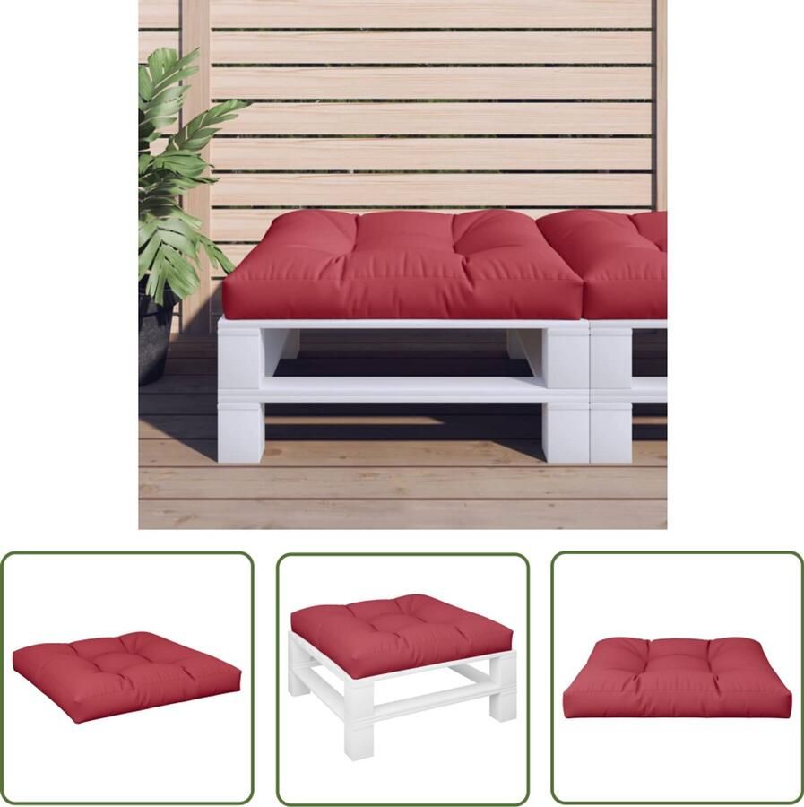 The Living Store Palletkussen 70x70x12 cm stof wijnrood Palletkussen Tuinstoel Lounge Kussen Outdoor Kussen Balkon Kussen