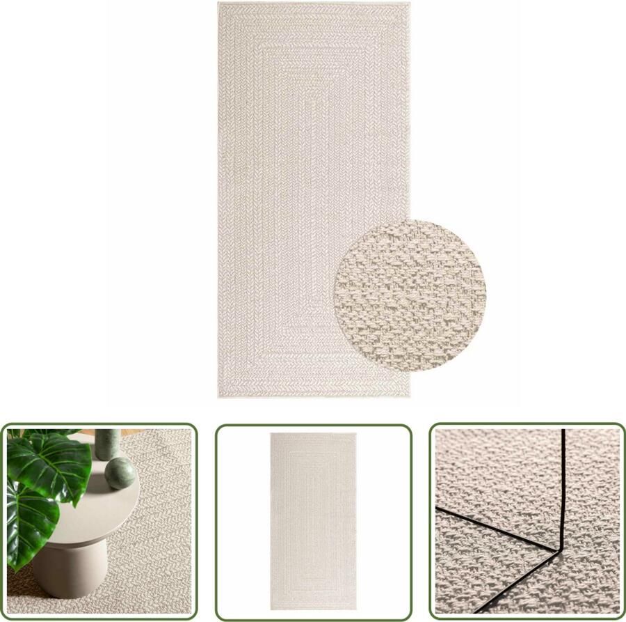 The Living Store Vloerkleed ZIZUR room binnen en buiten 100x200 cm jute look Vloerkleed Tuintapijt Terras Tapijt Balkon Tapijt Outdoor Tapijt