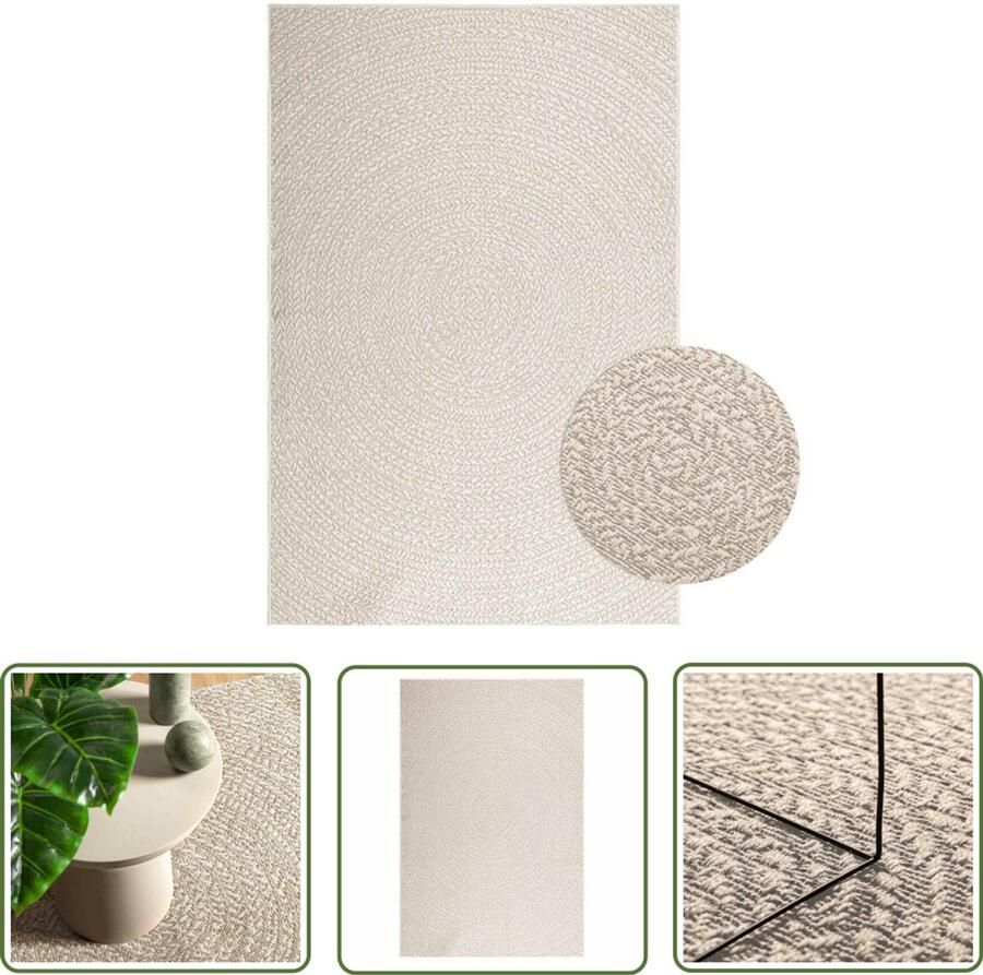 The Living Store Vloerkleed ZIZUR room binnen en buiten 140x200 cm jute look Vloerkleed Tuintapijt Outdoor Tapijt Kruipend Tapijt Patio Tapijt