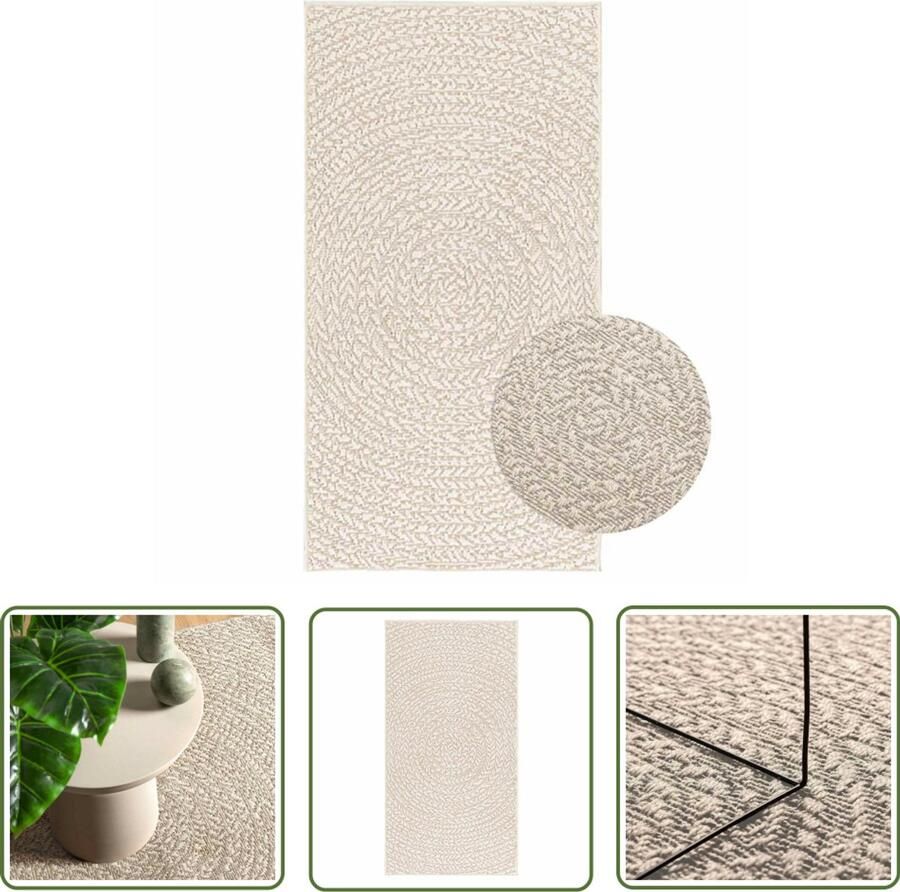 The Living Store Vloerkleed ZIZUR room binnen en buiten 60x110 cm jute look Vloerkleed Tuintapijt Outdoor Tapijt Kruipend Tapijt Kamerdecoratie