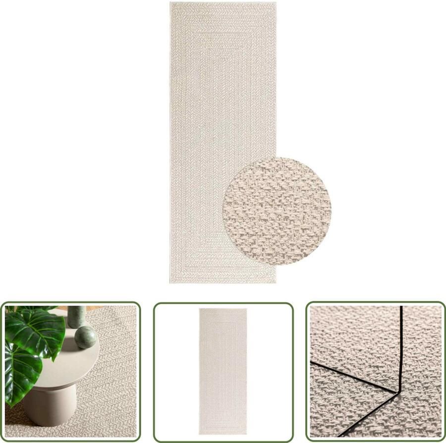 The Living Store Vloerkleed ZIZUR room binnen en buiten 80x200 cm jute look Vloerkleed Tuintapijt Outdoor Tapijt Patio Dekking Veranda Mat