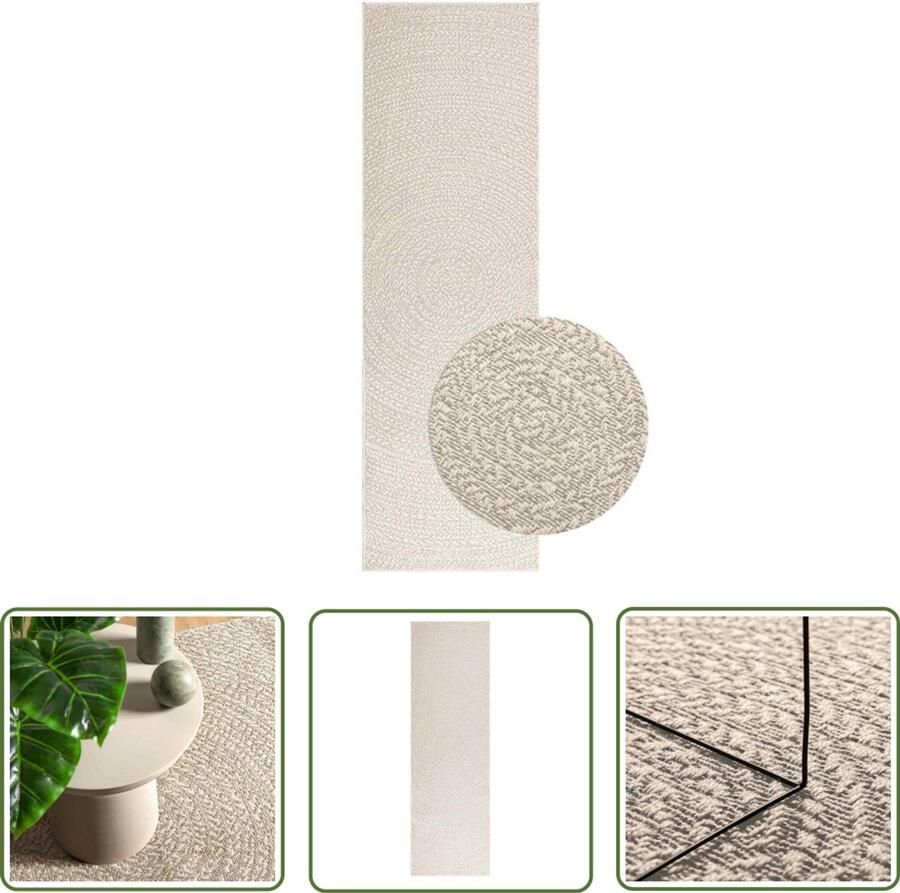 The Living Store Vloerkleed ZIZUR room binnen en buiten 80x250 cm jute look Vloerkleed Tuintapijt Outdoor Tapijt Patio Dekking Balkon Decoratie