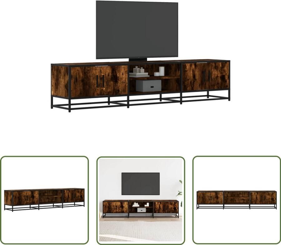The Living Store Tv-meubel 180x35x41 cm bewerkt hout gerookt eikenkleurig Tv-meubel Tv Kast Salontafel Houten Tv-meubel Industrieel Tv-meubel