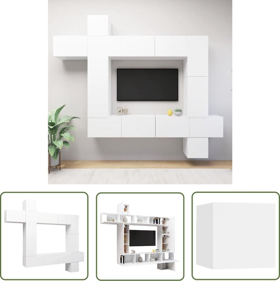 The Living Store Televisiemeubelset Hangend Spaanplaat Wit 30.5 x 30 x 30 cm 100 x 30 x 30 cm 30.5 x 30 x 90 cm 30.5 x 30 x 60 cm Tv-meubel Tv-kast Meubilair Woonkamerinrichting Opbergruimte - Foto 2