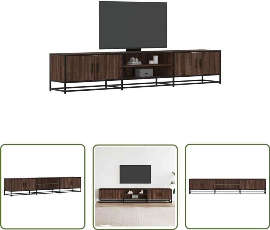 The Living Store Tv-meubel 210x35x41 cm bewerkt hout bruin eikenkleurig TV-meubel TV Kast Opbergruimte Houten TV-meubel Industrieel Design