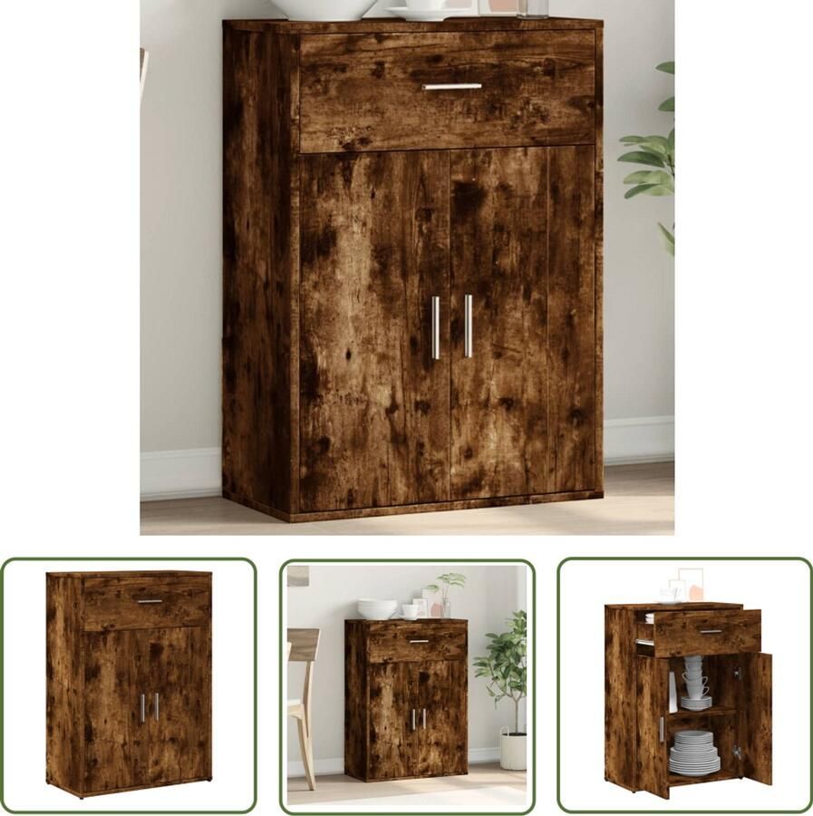 VidaXL Dressoir 60x30x84 cm bewerkt hout gerookt eikenkleurig Dressoir Tv-meubel Houten Dressoir Bruine Dressoir Vintage Dressoir