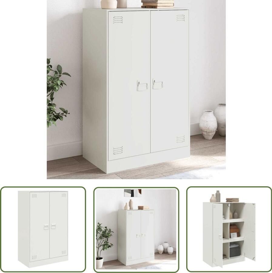 The Living Store Dressoir 67x39x107 cm staal wit Televisiekast Tv-meubel Dressoir Opbergkast Wandkast