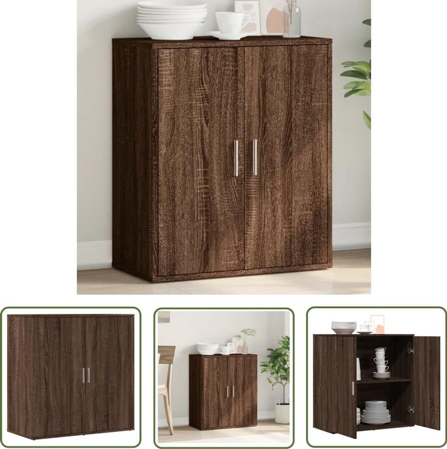 The Living Store Dressoir 79x38x80 cm bewerkt hout bruin eikenkleur Televisie Kast Tv Stand Houten Kast Opbergkast Salontafel