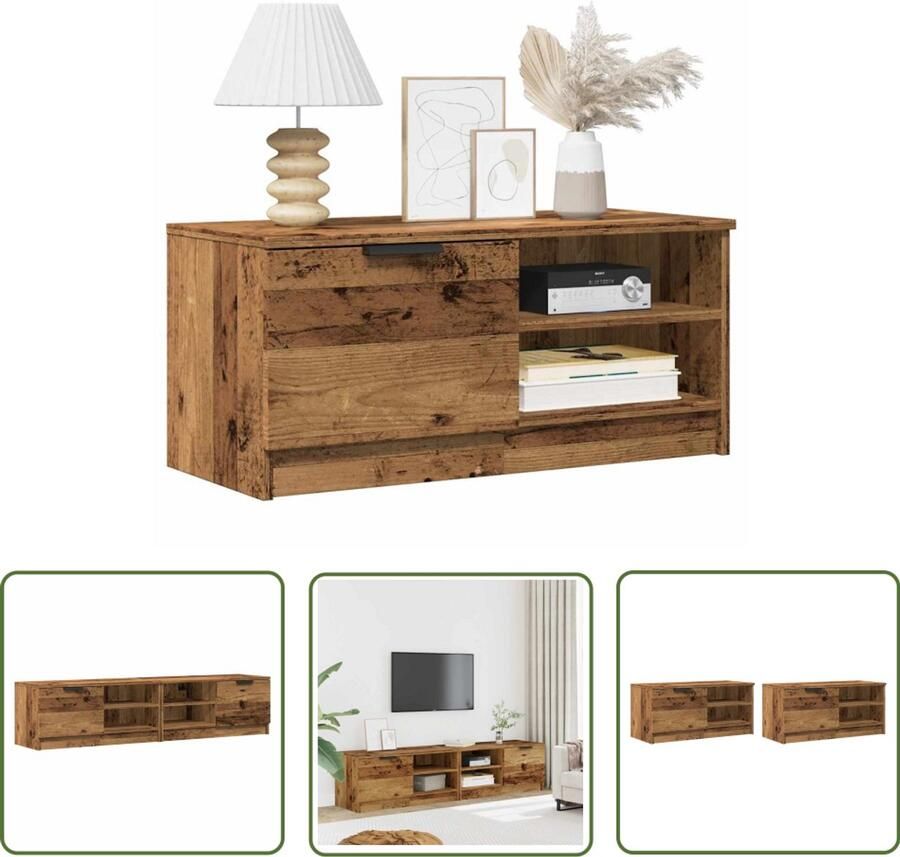 VidaXL Tv Meubel Tv Kast Tv-meubels 2 st 80x35x36 5 cm bewerkt hout oud houtkleurig Salontafel Houten Tv Stand Media Kast