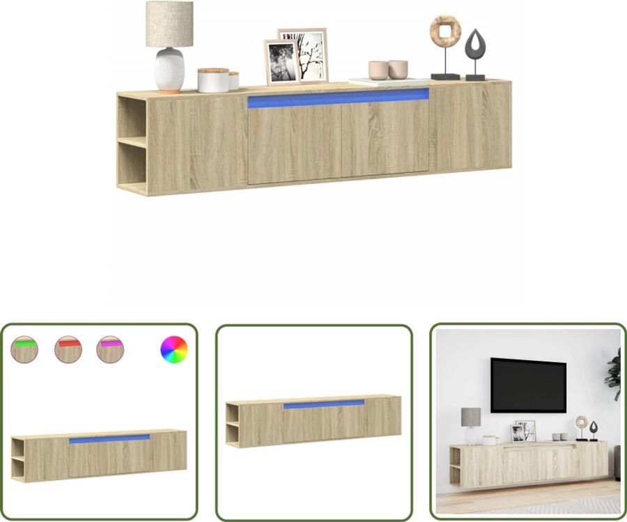 VidaXL Tv-standaard Tv-meubel Tv-wandmeubel met LED-verlichting 180x31x39 5 cm sonoma eiken Salontafel Hout Sonomaneuken