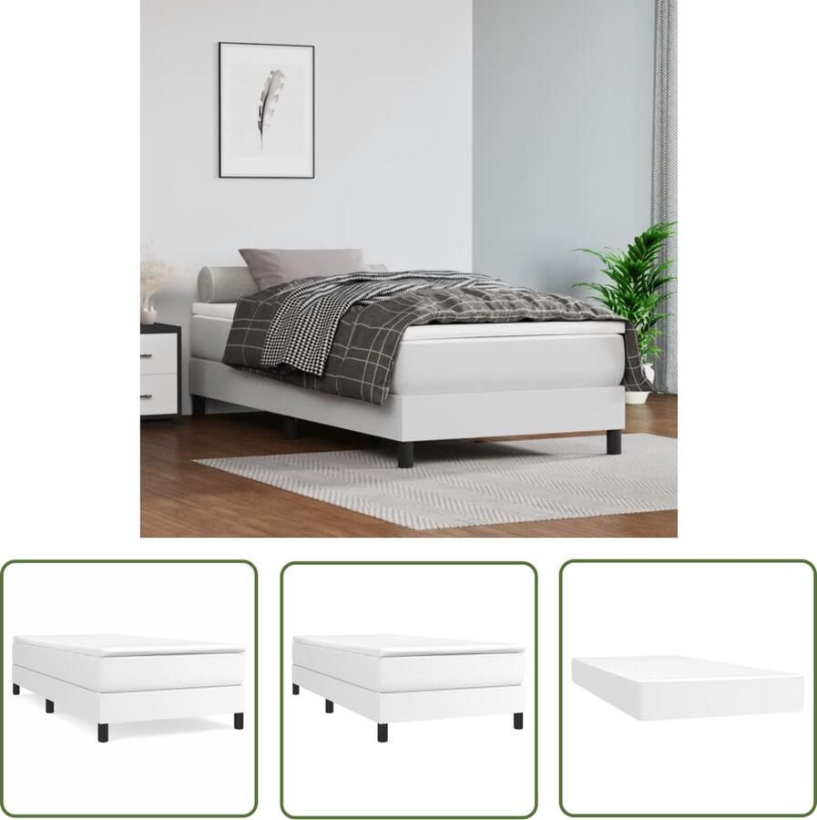 The Living Store Boxspringbed 1-Persoons 203 x 90 cm Kunstleer Pocketvering Middelharde ondersteuning Huidvriendelijk Boxspringbed Tweepersoons Bed Boxspring King Size Bed Leder Look - Foto 2