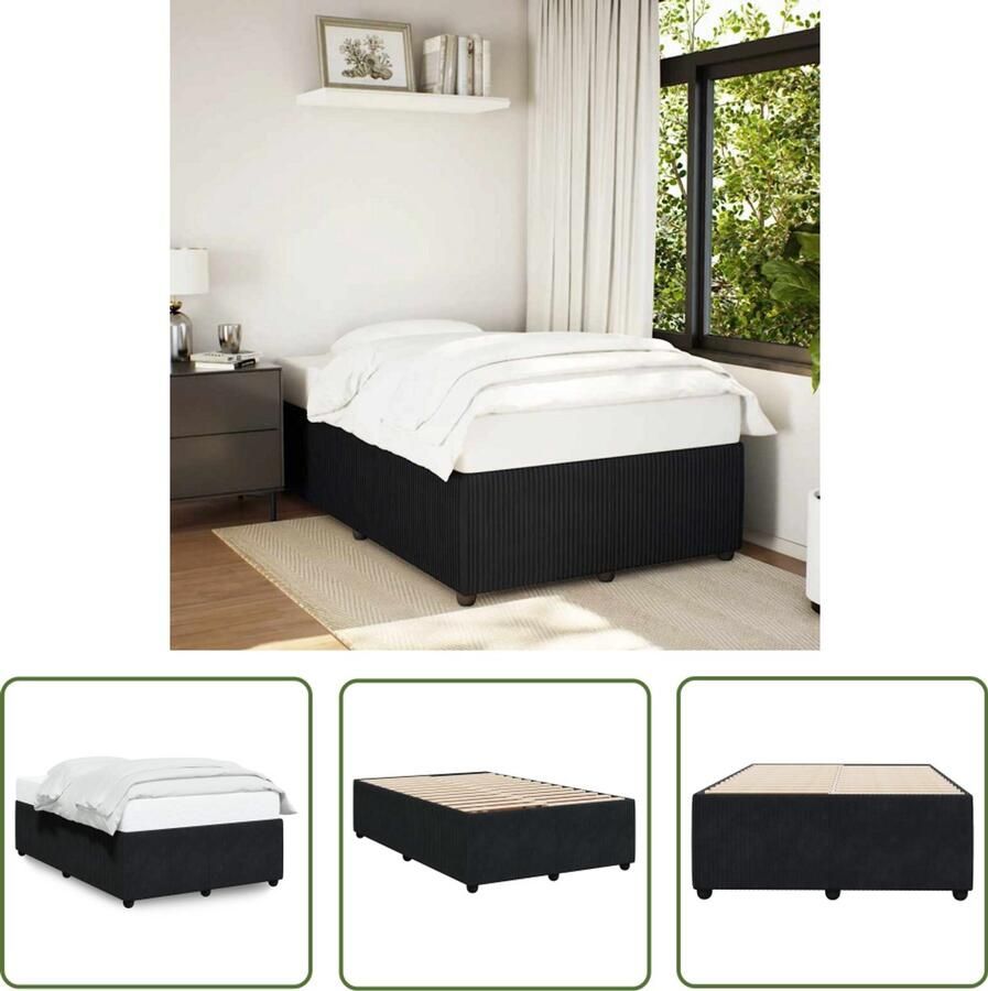VidaXL Bedframe zonder matras 120x200 cm fluweel zwart Bed Frame Tweepersoons Bed Boxspring Slaapcomfort Fluweel Bed