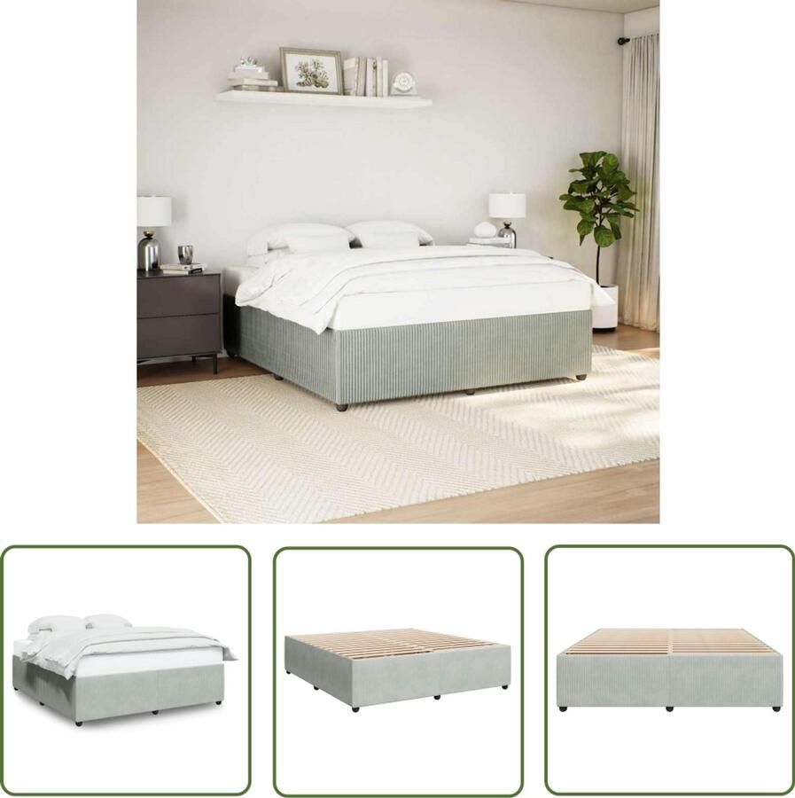 VidaXL Bedframe zonder matras 200x200 cm fluweel lichtgrijs Bed Frame Tweepersoons Bed Boxspring Slaapcomfort Fluweel Bed