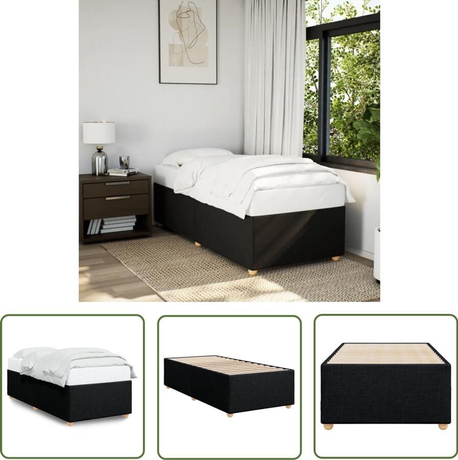 VidaXL Bedframe zonder matras 80x200 cm stof zwart Bed Frame Tweepersoons Bed Zwarte Bed Houten Bed Stoffen Bed