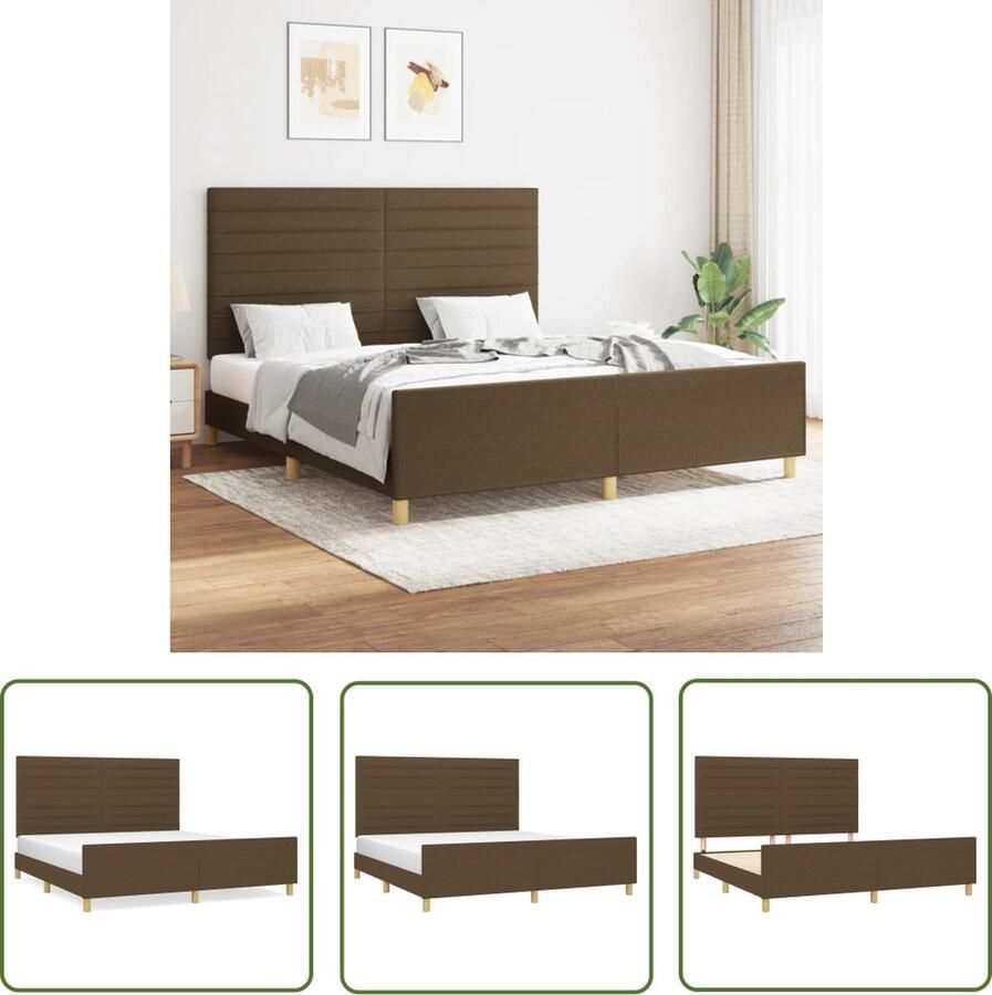 The Living Store Bedframe donkerbruin 203 x 166 x 118 128 cm verstelbaar hoofdeind multiplex lattenbodem geschikt voor matras 160 x 200 cm solide poten Bed Frame Tweepersoons Bed Houten Bed Bruine Bed Verstelbaar Hoofdeinde
