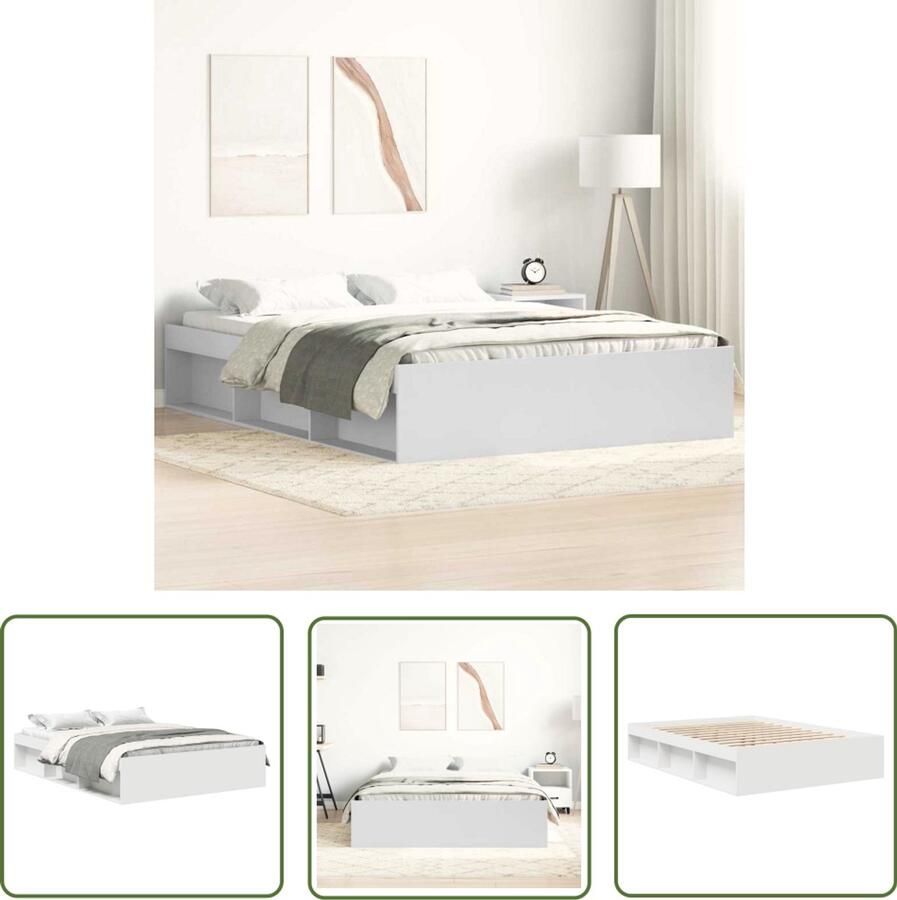 The Living Store Houten Bedframe Logeerbed 203 x 123 x 35 cm Wit Houten Bed Frame Tweepersoons Bed Witte Bed Frame Modern Bed Frame Bed Frame Met Opbergvakken