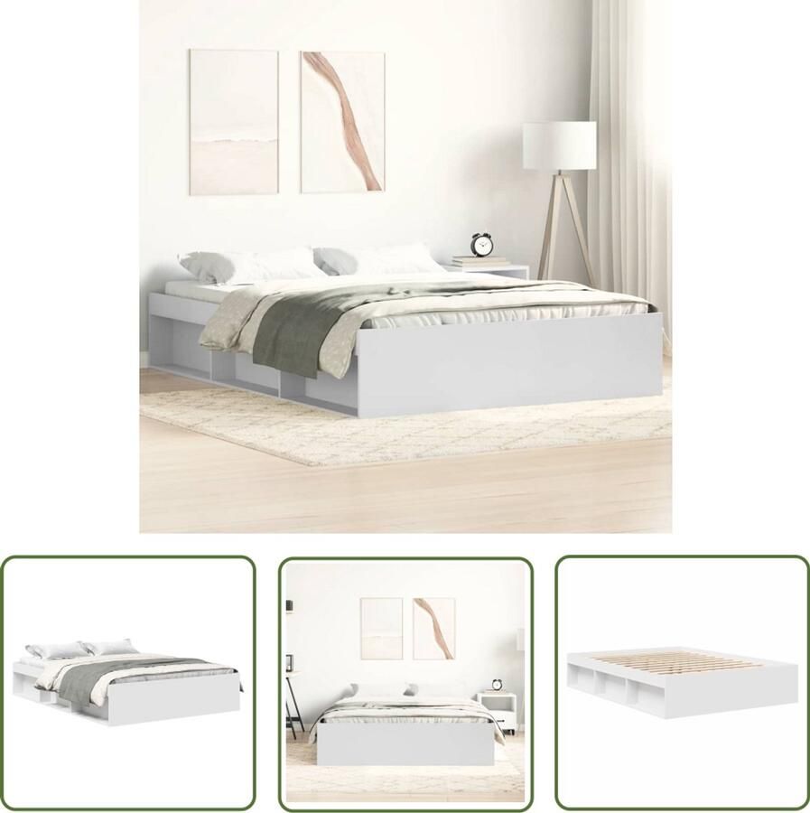 The Living Store Bedframe Hout Logeerbed 203 x 163 x 35 cm Wit Houten Bed Frame Tweepersoons Bed Witte Bed Frame Modern Bed Frame Bed Frame Met Opbergvakken